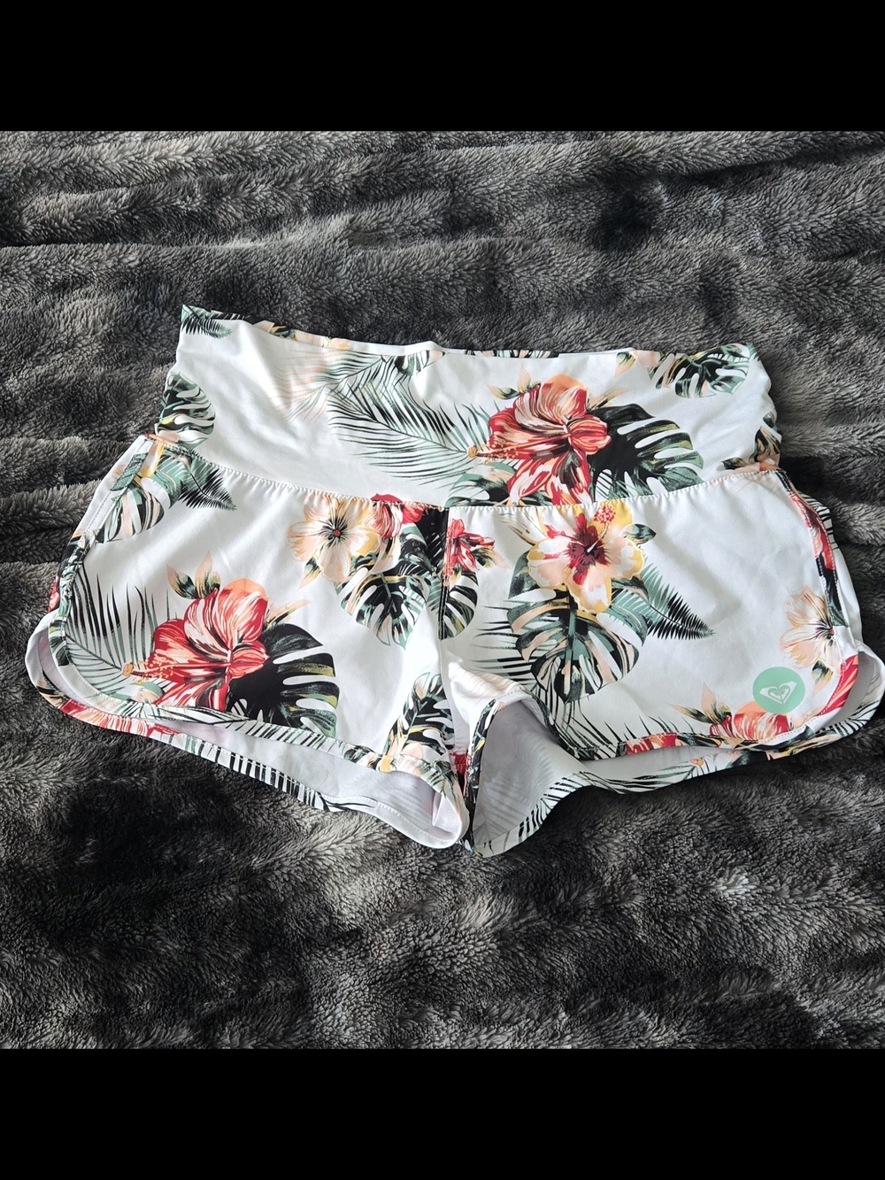 Roxy Beach Shorts- Tropical Hawaiian Hibiscus Palm Print